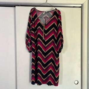 Geometric Zip Front Midi Dress